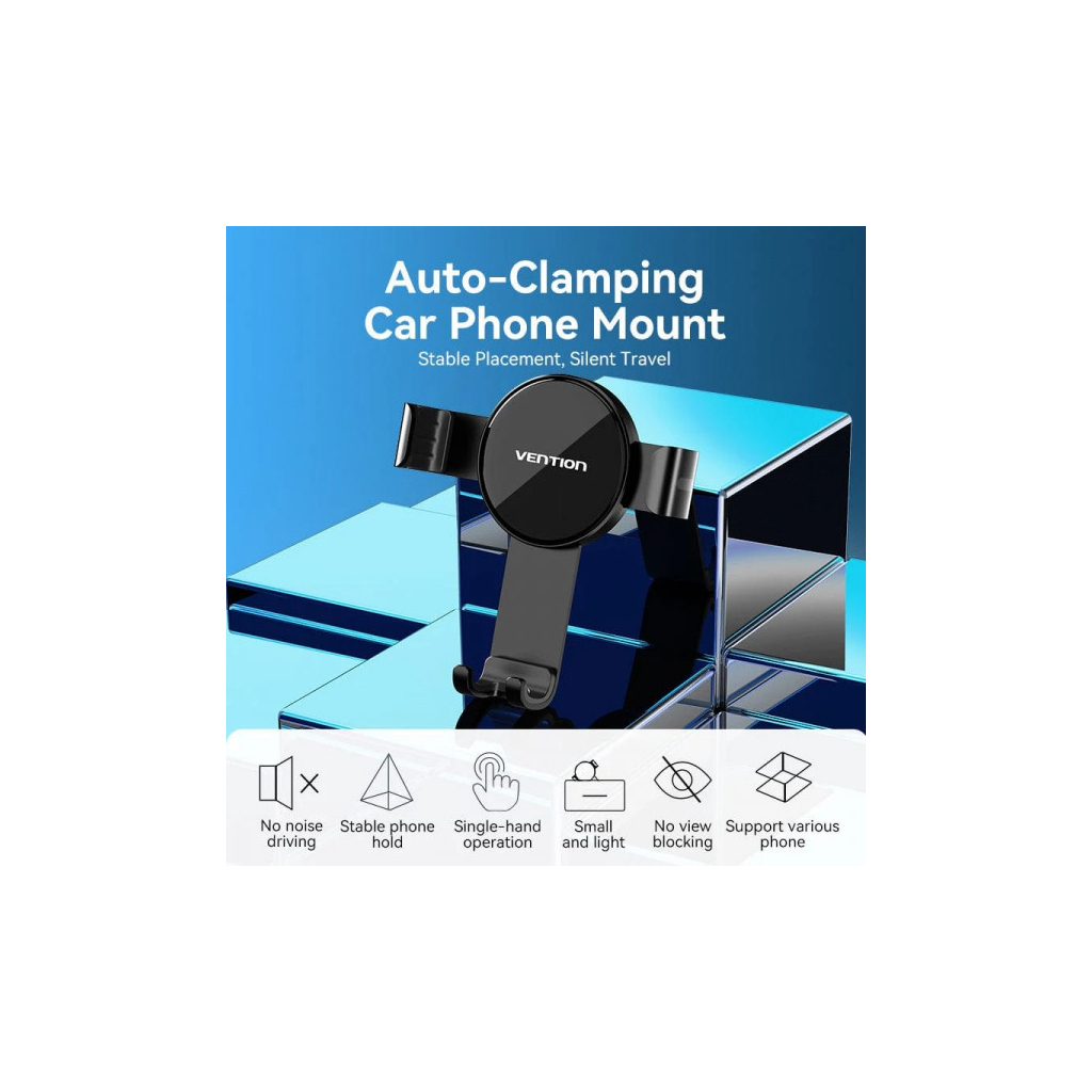 Універсальний автотримач VENTION 4.7-7.2" Car Phone Mount With Duckbill Clip Black (KCGB0) - зображення 3