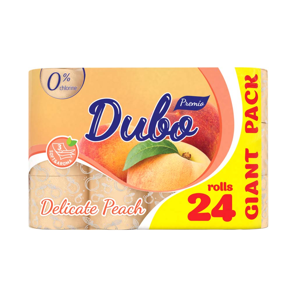 Туалетний папір Диво Premio Delicate Peach 3 шари 24 рулони (4820003837719) - зображення 1