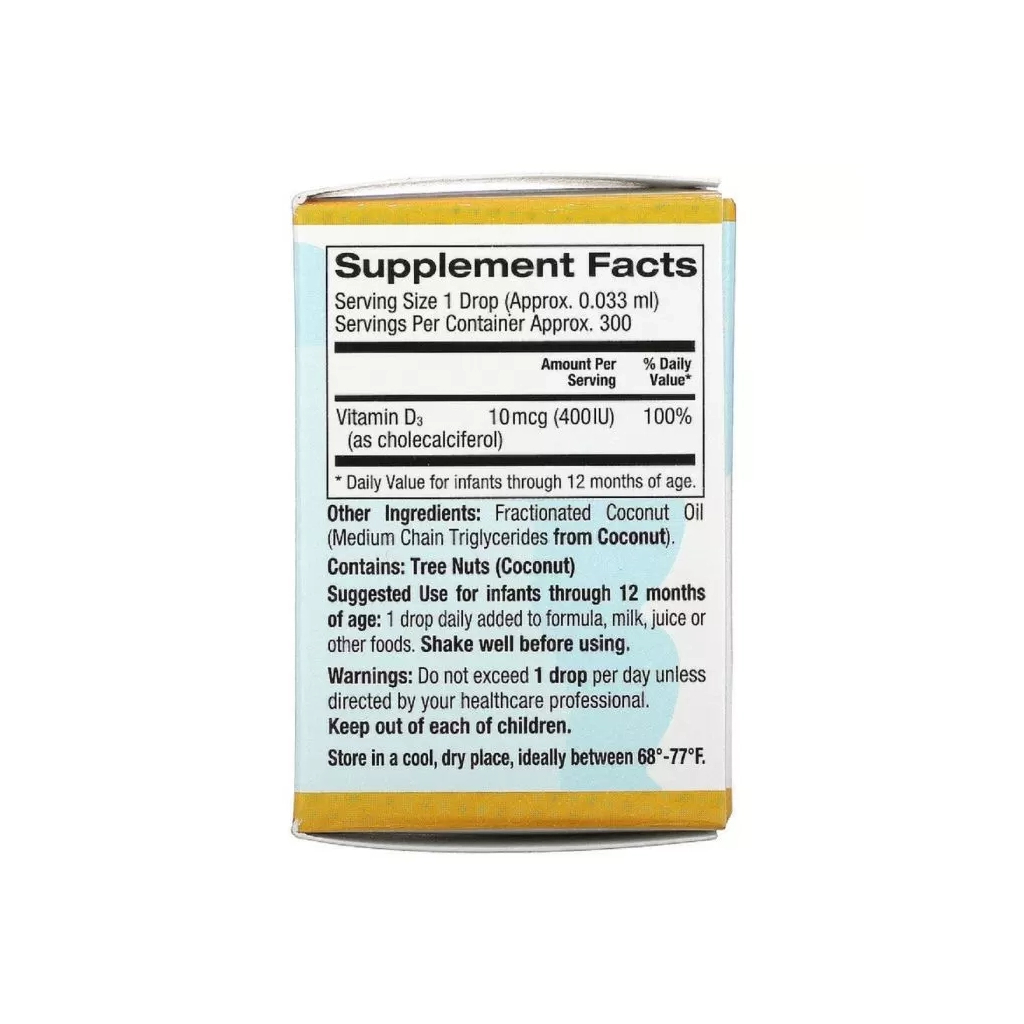 Вітамін California Gold Nutrition Дитячий вітамін D3 400 МО, Baby Vitamin D3 Liquid, 10 мл (CGN-01034) - зображення 2