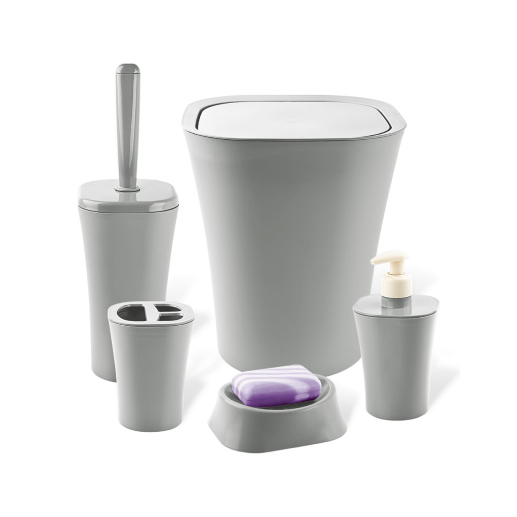 Набір для ванної кімнати Planet Household Papillon 5 предметів сірий (6887) - зображення 1