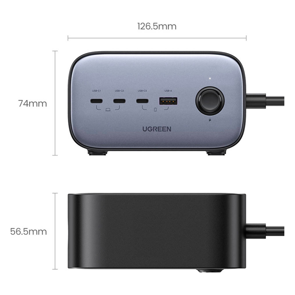 Зарядний пристрій Ugreen 4xUSB 100W Nexode Pro (3хUSB-C+USB-A+2хSchuko) CD270 (60167) - зображення 6