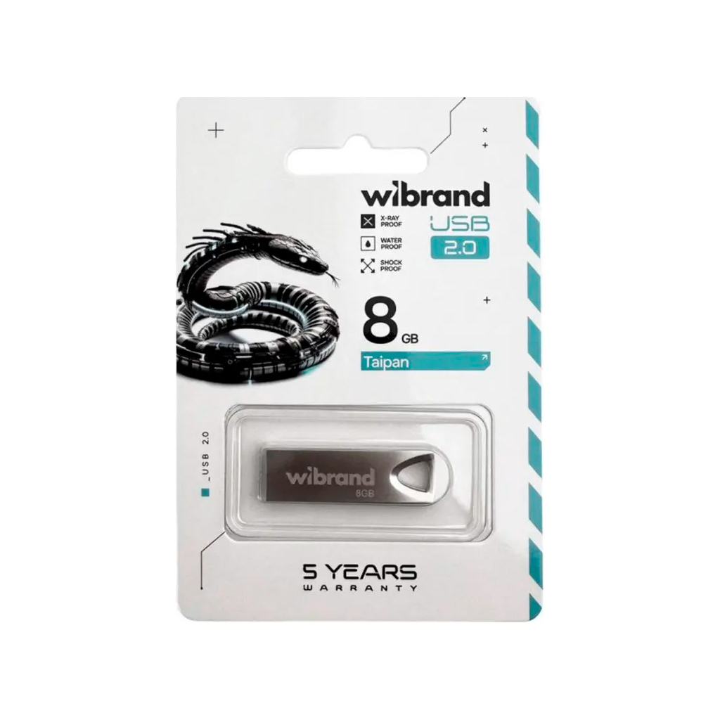 USB флеш накопичувач Wibrand 8GB Taipan Silver USB 2.0 (WI2.0/TA8U2S) - зображення 3