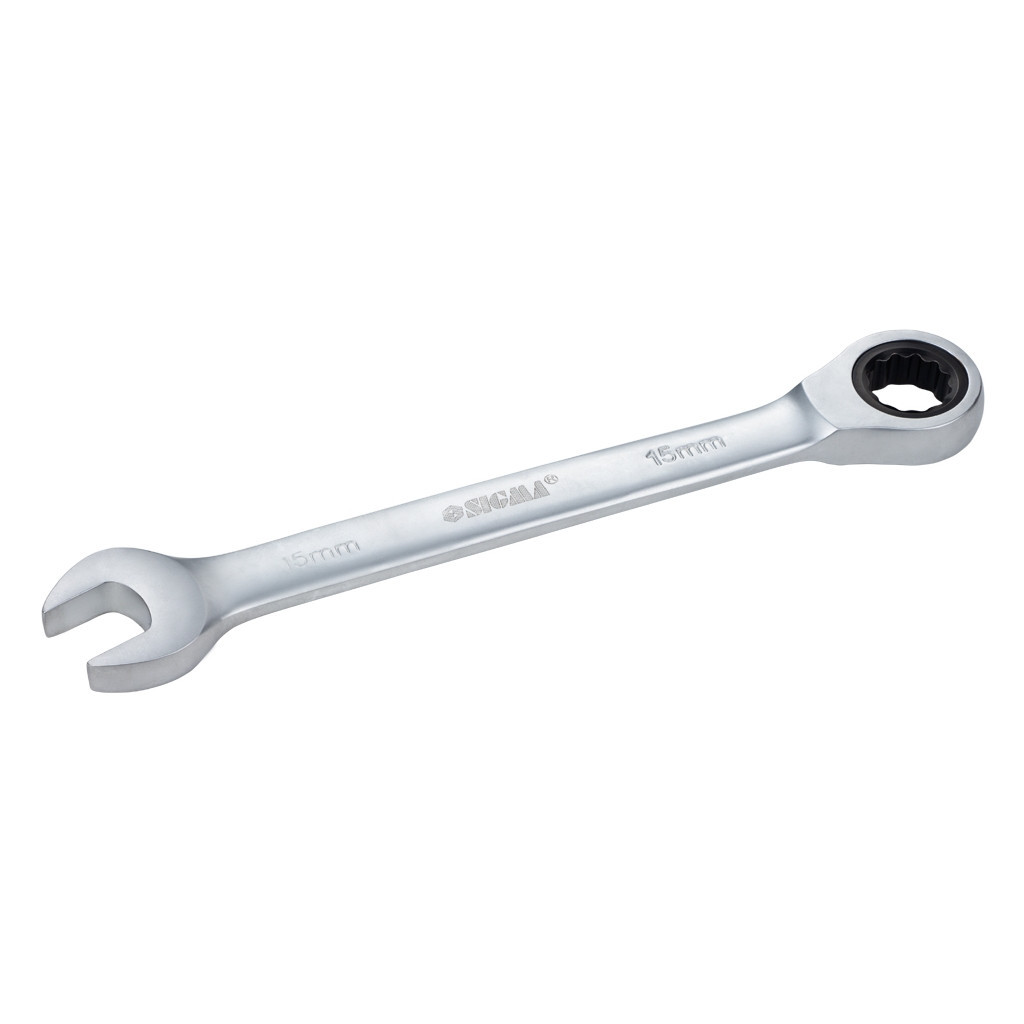 Ключ Sigma ріжково-накидний з тріскачкою 15мм CrV satine (6022151) - зображення 3