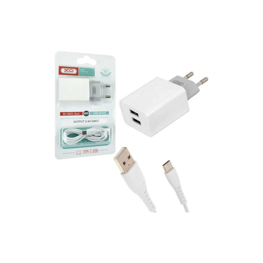Зарядний пристрій XO L75 2USB/2.4A + Type-C White (XO-L75-T) - зображення 3