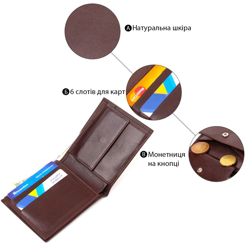 Портмоне Canpellini З натуральної шкіри Темно-коричневе (21782) - зображення 4