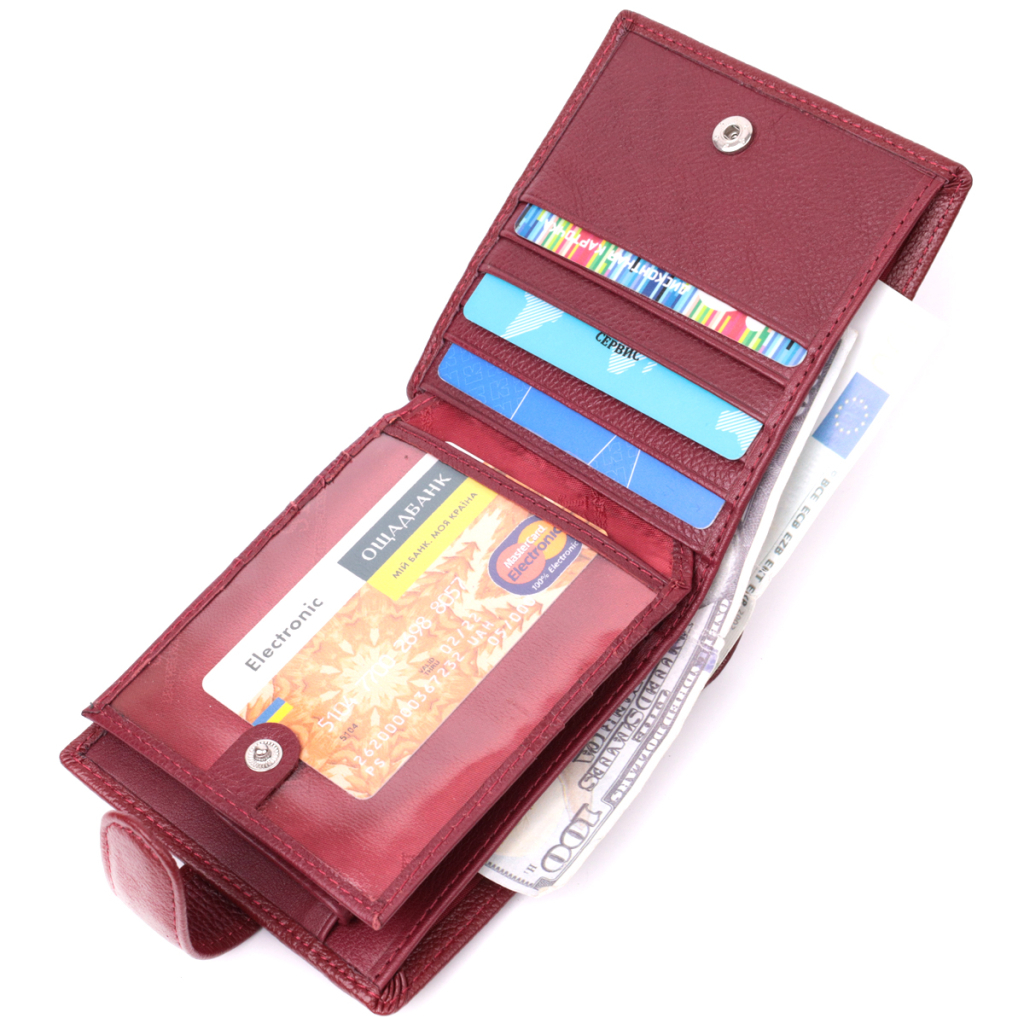 Гаманець ST Leather З натуральної шкіри Бордовий (22554) - зображення 7