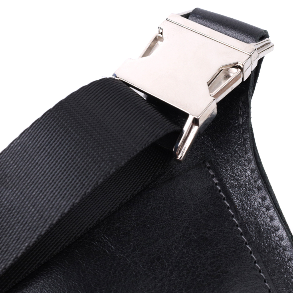 Сумка Grande Pelle Шкіряна бананка унісекс Чорна (22813) - зображення 7