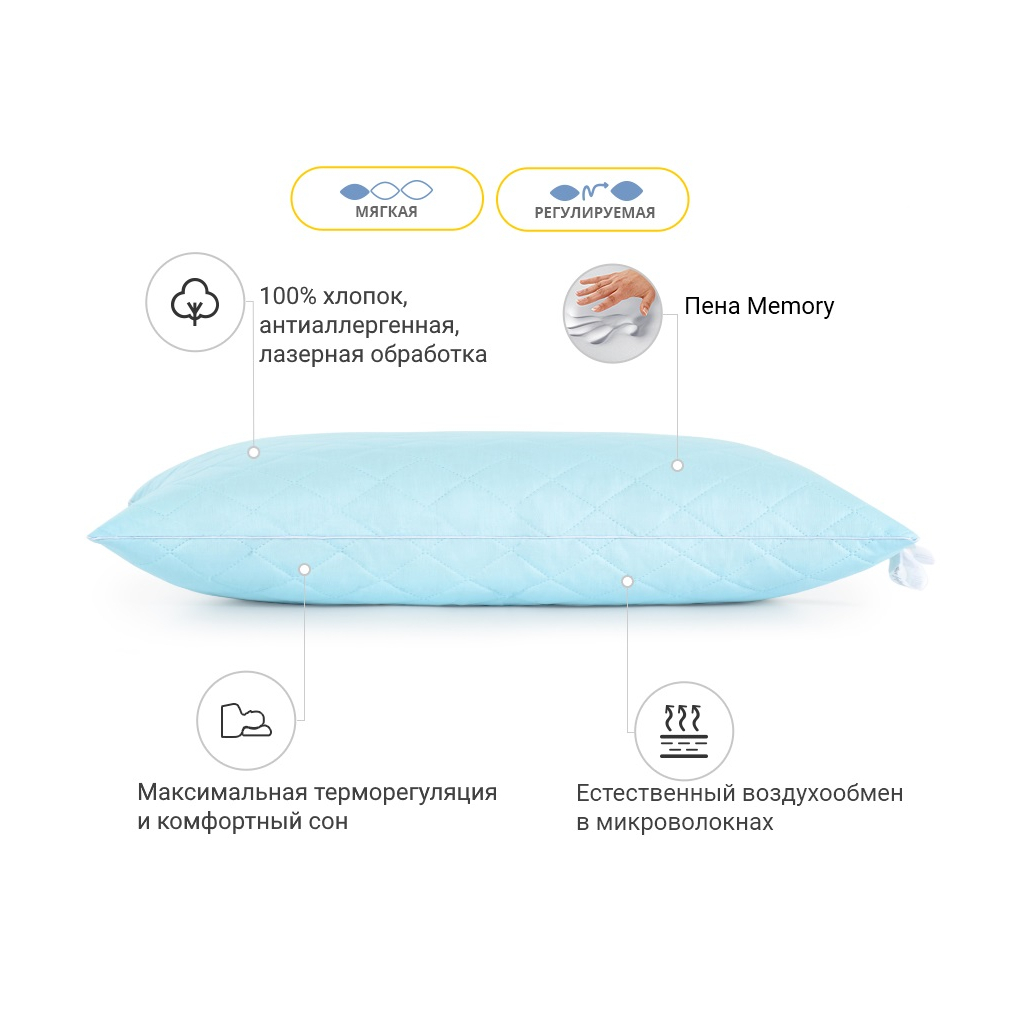 Подушка MirSon 1474 Valentino memory effekt М'яка 40х60 см (2200001539518) - зображення 3