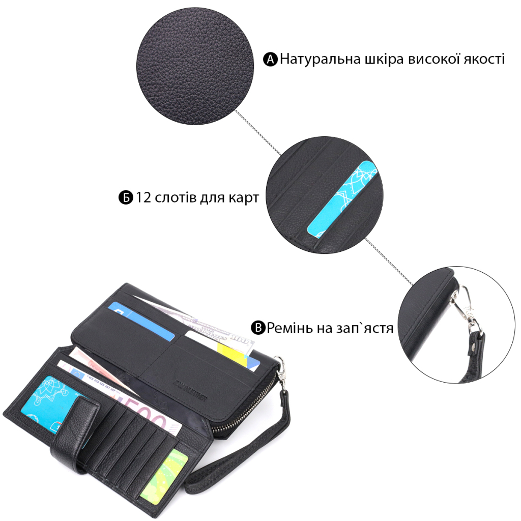 Гаманець ST Leather З натуральної шкіри Чорний (19432) - зображення 4
