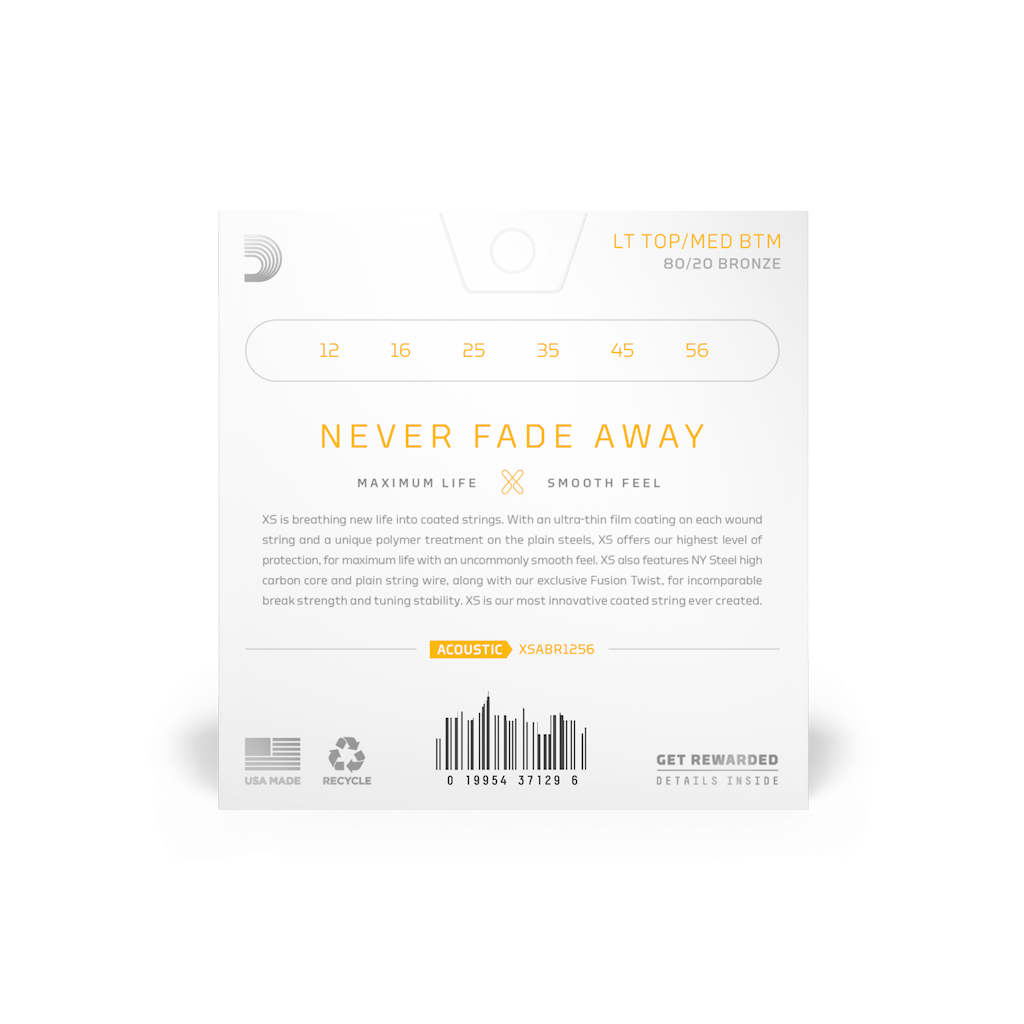 Струни для гітари D'Addario XS 80/20 Bronze Light Top / Medium Bottom (12-56) (XSABR1256) - зображення 3