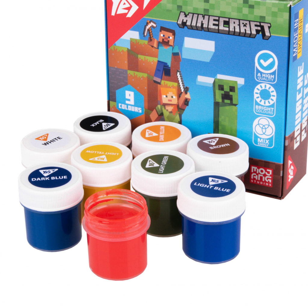 Гуашеві фарби Yes Minecraft 9 кольорів по 20 мл (230406) - изображение 3