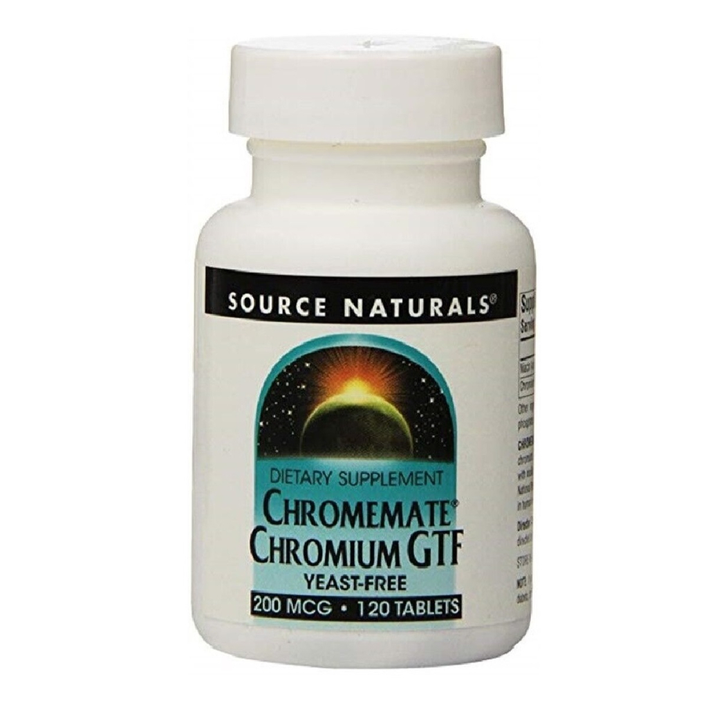 Мінерали Source Naturals Хром GTF 200 мкг, ChromeMate, 120 таблеток (SN0340) - зображення 1