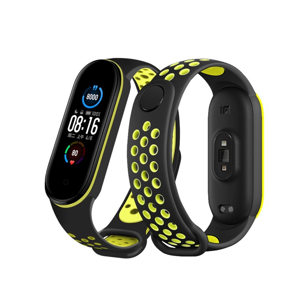 Ремінець до фітнес браслета BeCover Nike Style для Xiaomi Mi Smart Band 5 Black-Green (705152) - зображення 1