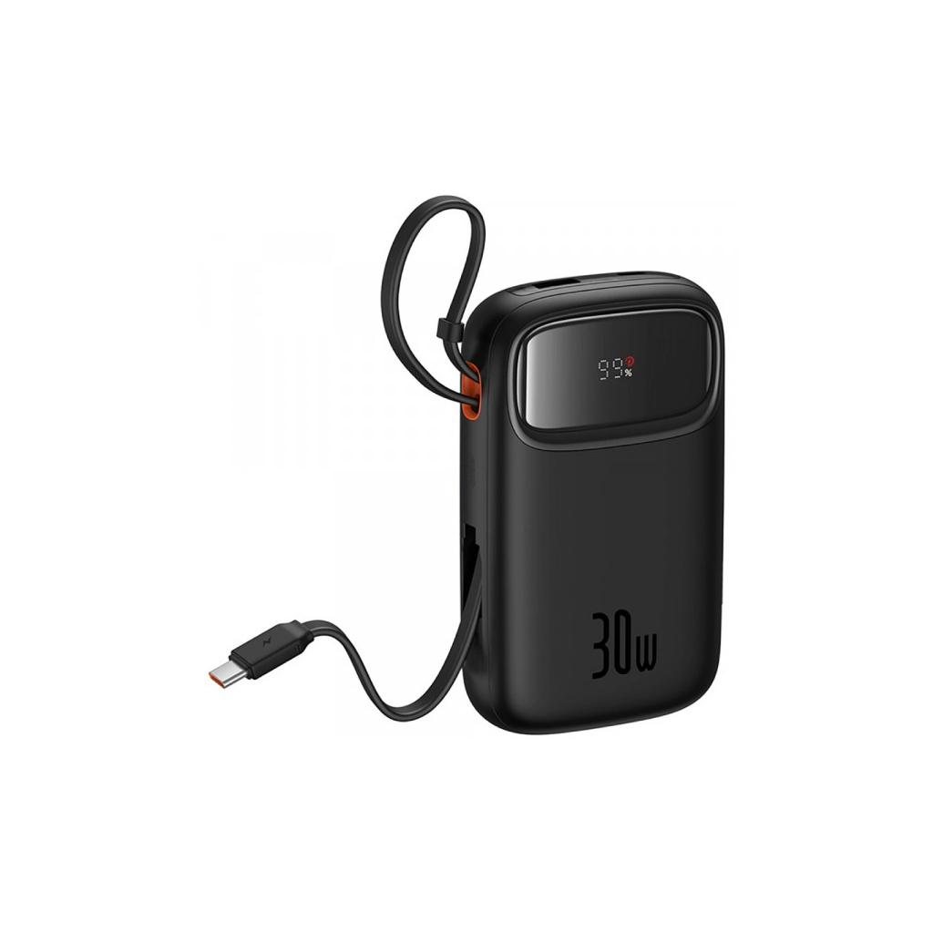 Батарея універсальна Baseus 10000mAh Qpow 2 30W PD/3.0, QC/3.0, w/built-in USB-C cable, Black (P10055008113) - зображення 5