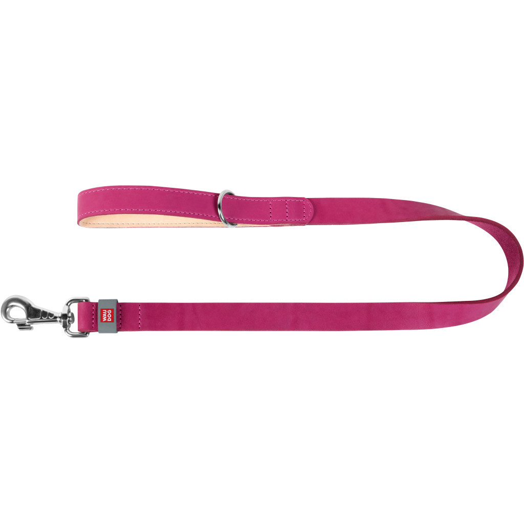 Повідець для собак WAUDOG Classic шкіряний Ш 25 мм Д 122 см рожевий (08157) - зображення 2