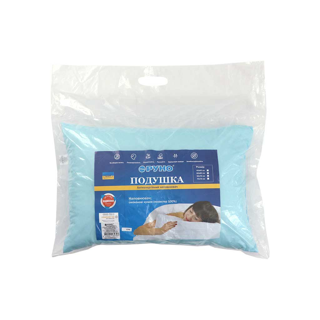 Подушка Руно силіконова блакитна 50х70 см (310.52СЛУ_Блакитний) - изображение 6