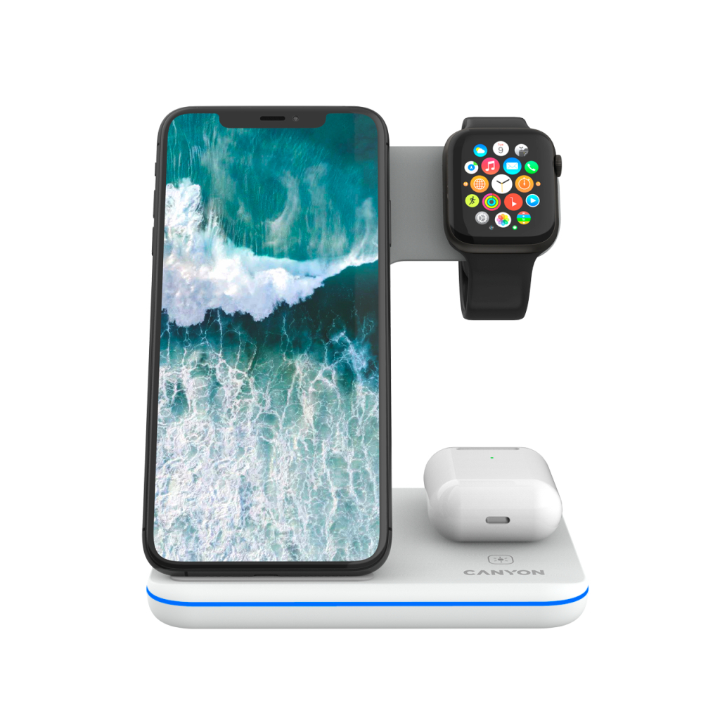 Зарядний пристрій Canyon WS-303 3in1 Wireless charger (CNS-WCS303W) - зображення 2