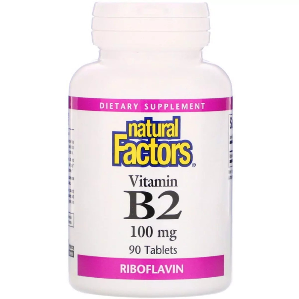 Вітамін Natural Factors Вітамін В2, Рибофлавін, 100 мг, 90 Пігулок (NFS-01215) - зображення 1