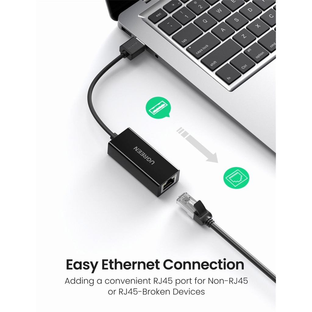 Перехідник USB 2.0 AM to RJ45 Ethernet 100Mbps CR110 Ugreen (20254) - изображение 4