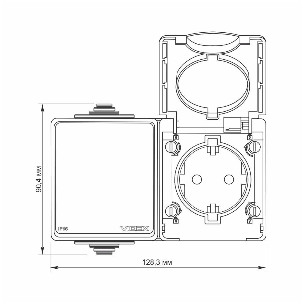 Вимикач Videx BINERA IP65 зовнішня 1ая із заземленням (VF-BNW3-G) - изображение 4