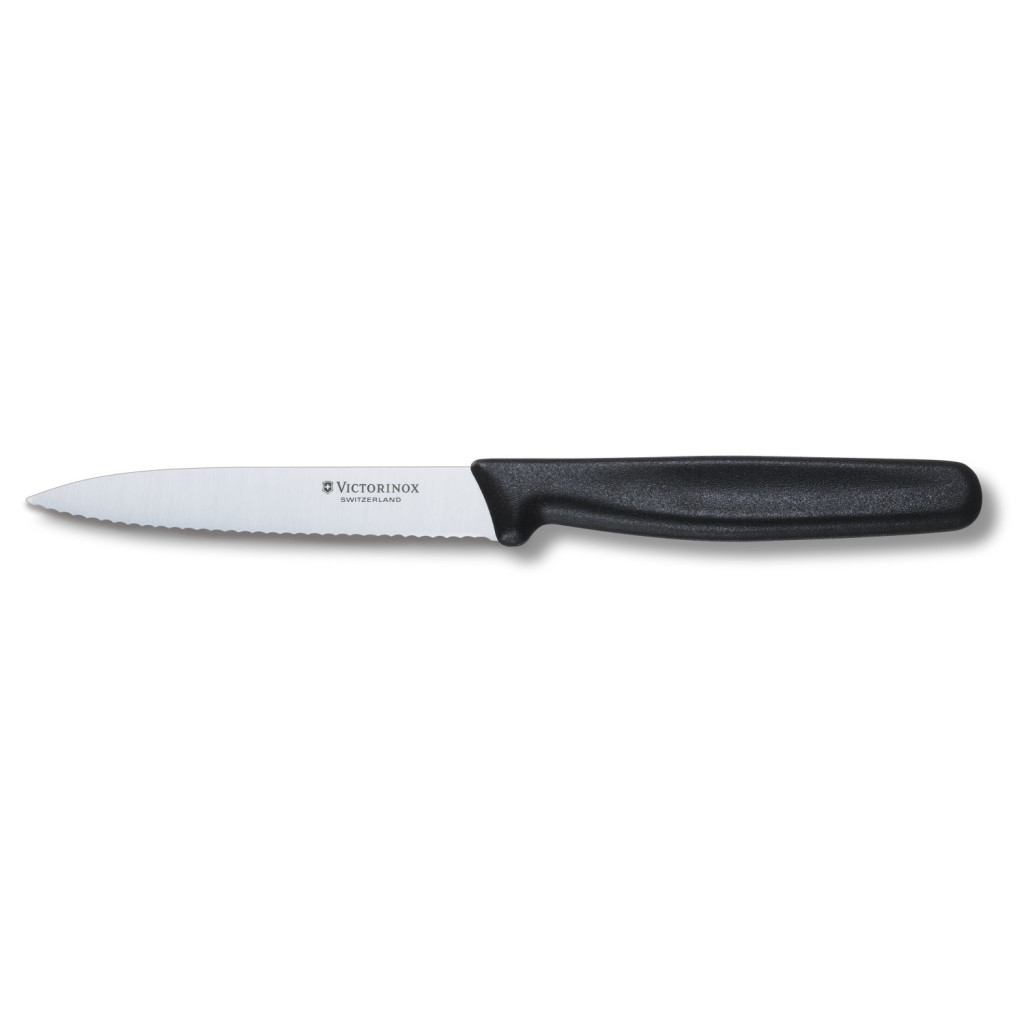 Кухонний ніж Victorinox Standart 10 см, з хвилястим лезом, чорний (5.0733) - зображення 1