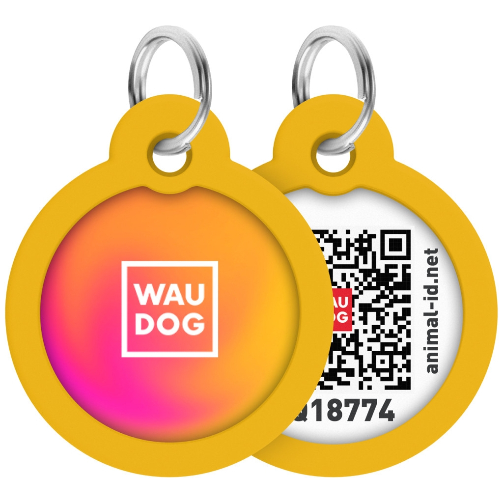 Адресник для тварин WAUDOG Smart ID з QR паспортом "Градієнт помаранчевий", коло 30 мм (230-4035) - зображення 1