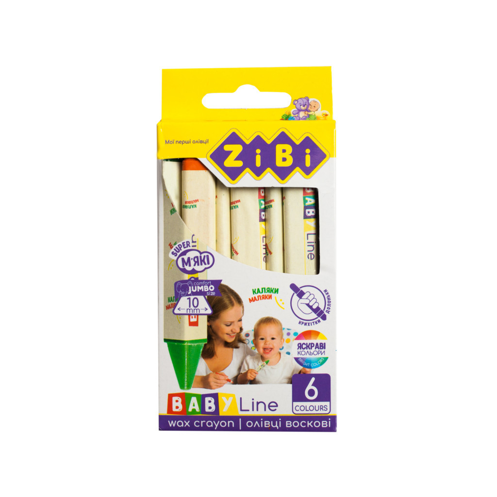 Олівці кольорові ZiBi Baby line Jumbo воскові трикутні 6 шт (ZB.2483) - зображення 1