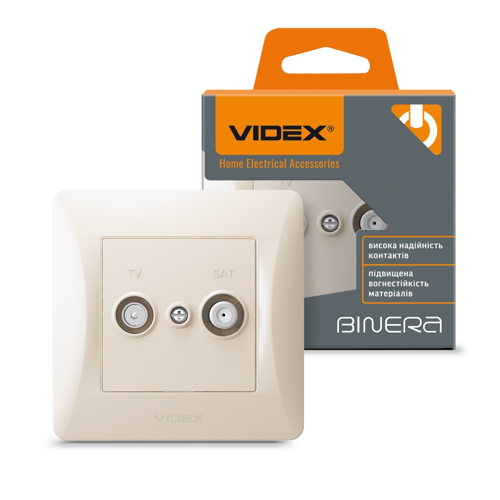 ТВ розетка Videx BINERA TV + SAT кінцева кремова (VF-BNSK2TVSATE-CR) - изображение 4