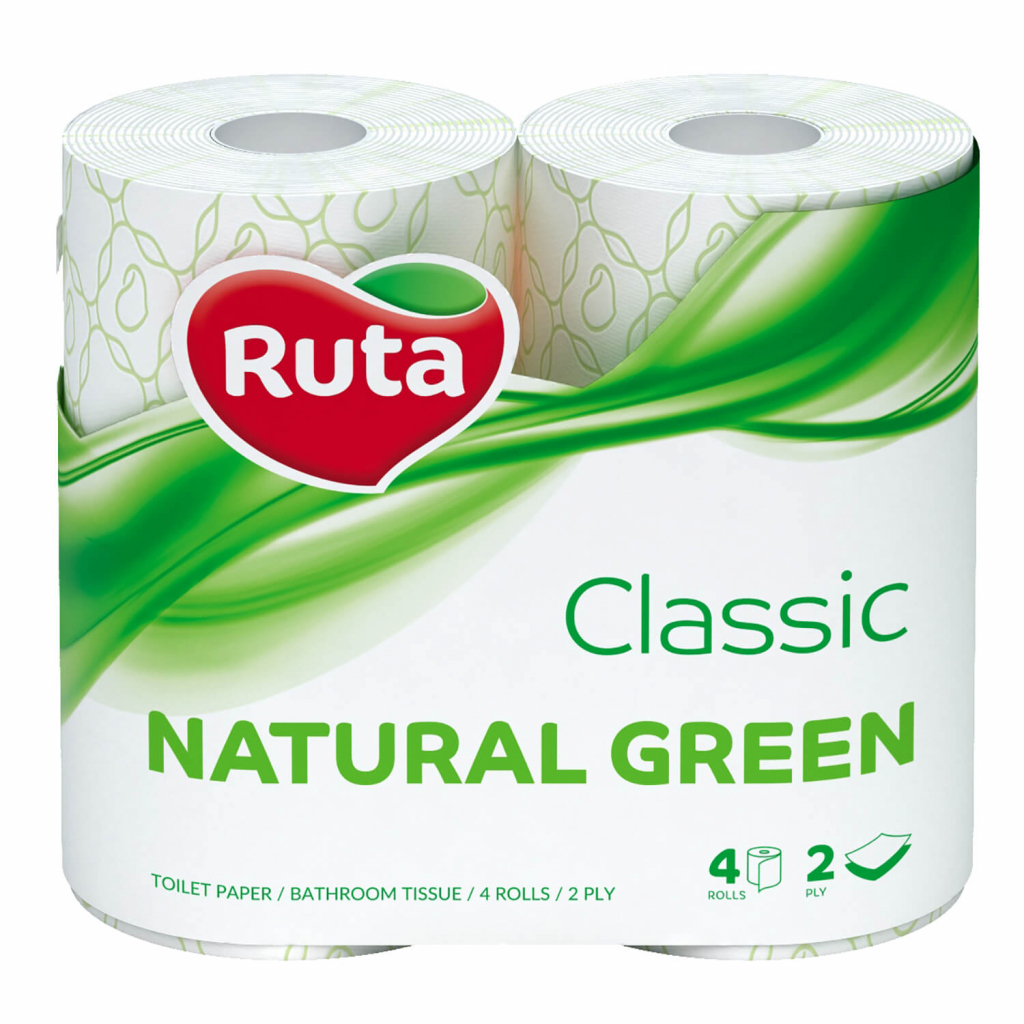 Туалетний папір Ruta Classic 2 шари Зелений 4 рулони (4820023748842) - зображення 1