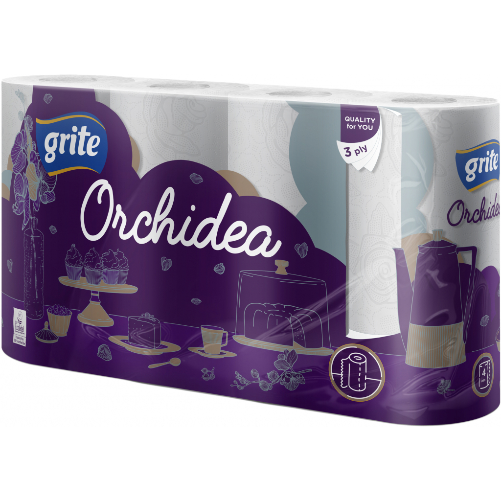 Паперові рушники Grite Orchidea 3 шари 4 рулони (4770023348408) - зображення 1
