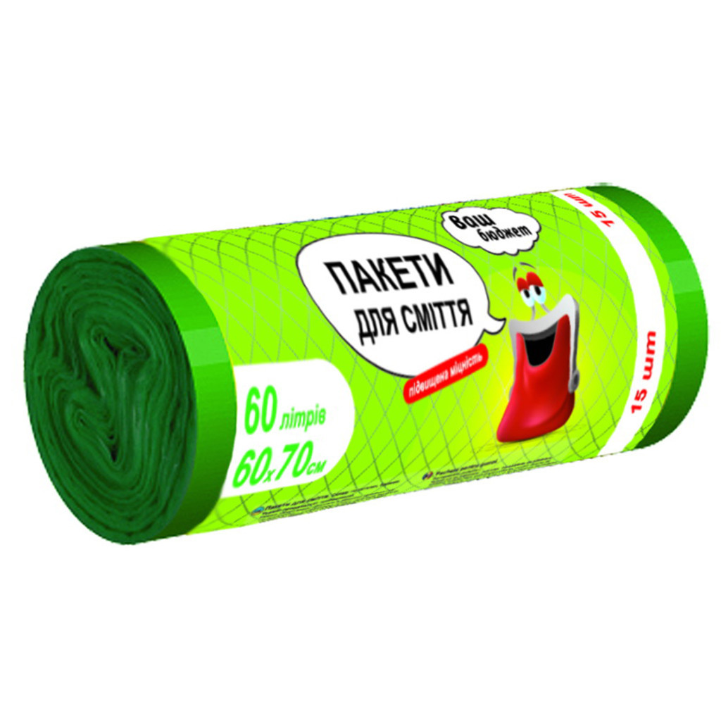 Пакети для сміття Ваш бюджет 60 л 15 шт. (4820012344192) - зображення 1