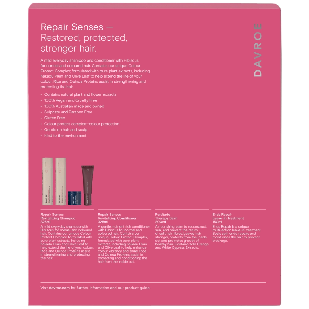 Набір косметики Davroe Repair Senses Шампунь + Кондиціонер + Бальзам + Еліксир (9326123011442) - picture 3