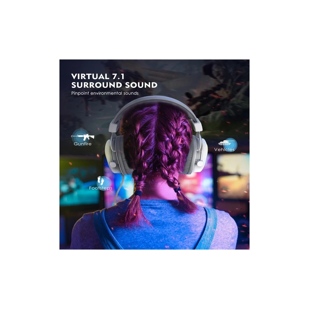 Навушники Fifine H6 RGB 7.1 White (H6W) - зображення 6