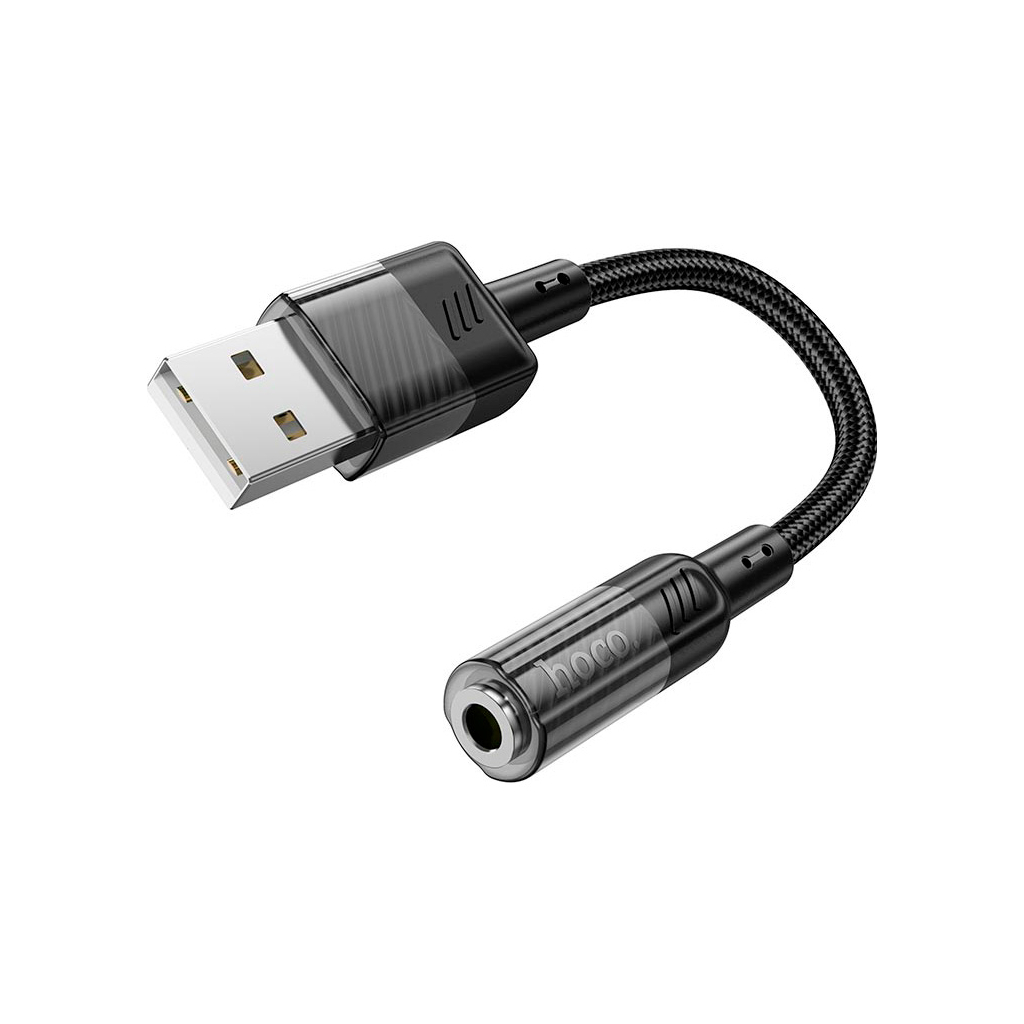Звукова плата HOCO LS37 Spirit transparent USB to 3.5mm Black (6942007612562) - picture 1