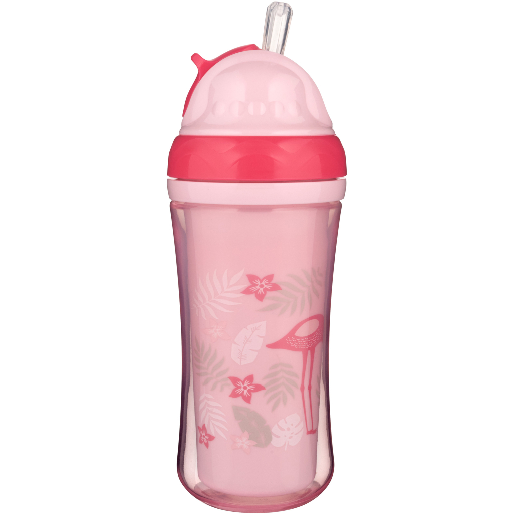 Поїльник-непроливайка Canpol babies Фламінго подвійна стінка із силіконовою трубочкою 260 мл (74/050) - зображення 1