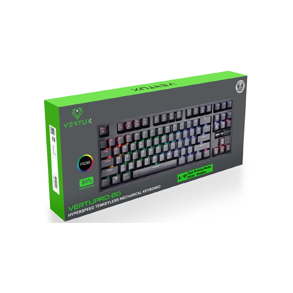 Клавіатура Vertux VertuPro-80 Wireless/USB Black (vertupro-80.black) - зображення 2