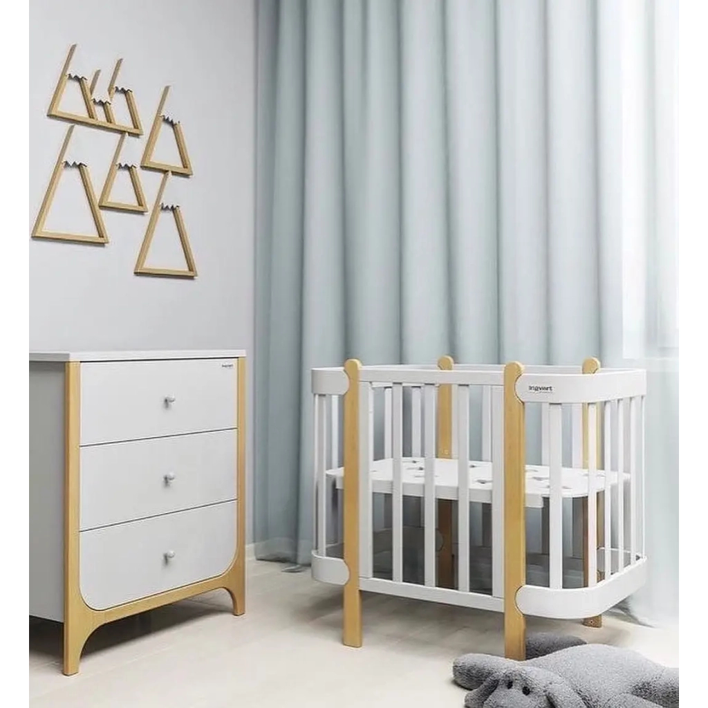 Ліжечко Ingvart трансформер Nika 60 Slim з опускною боковинкою (60х94, 60х120) біло-натуральне (8729001017) - зображення 4