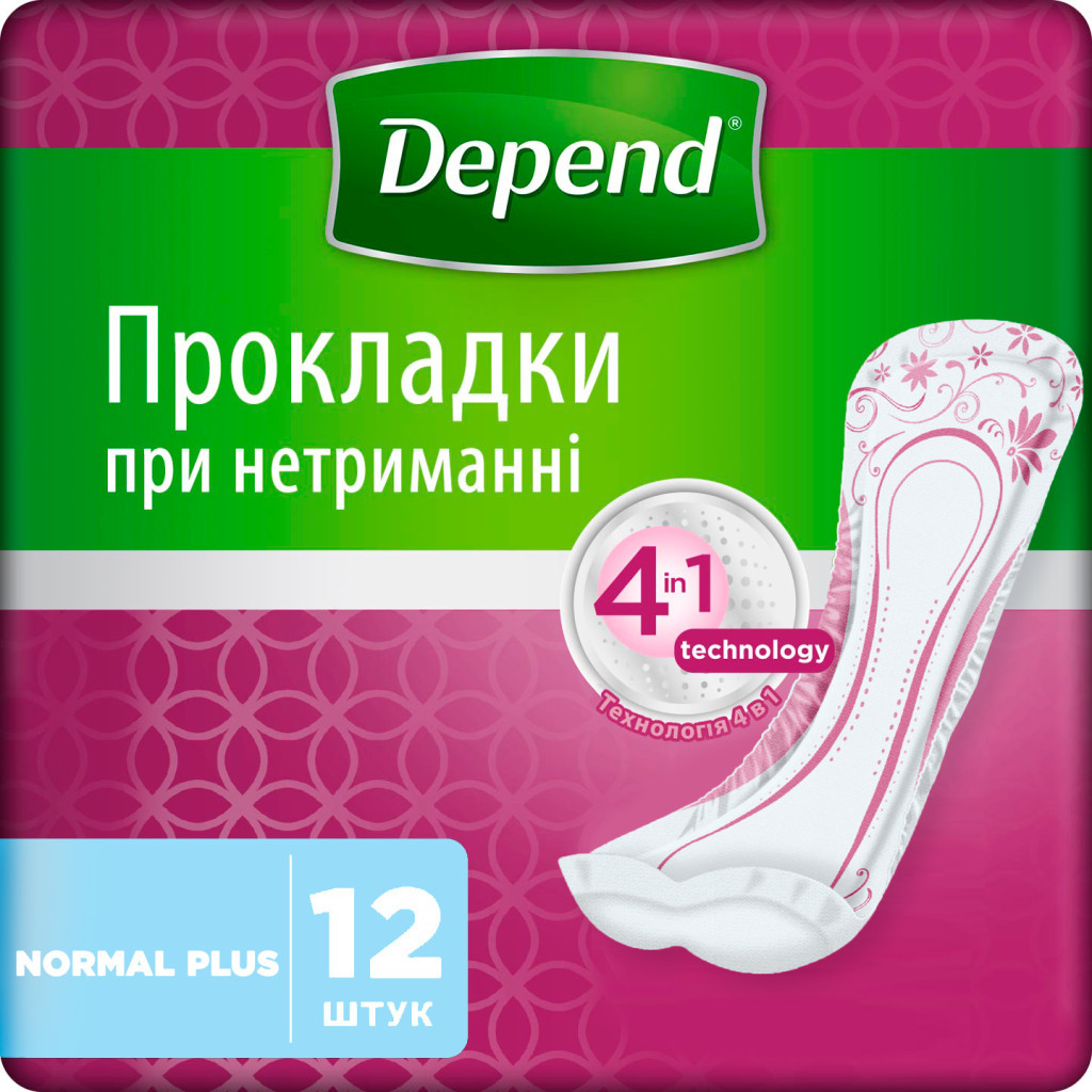 Урологічні прокладки Depend Normal Plus Pad 12 шт. (5029053546162/5029053561585) - зображення 1