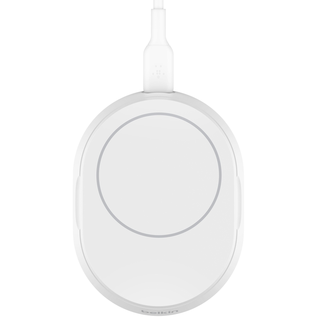 Зарядний пристрій Belkin 15W Magnetic Stand Qi2 20W adapter USB-C white (WIA008VFWH) - зображення 5