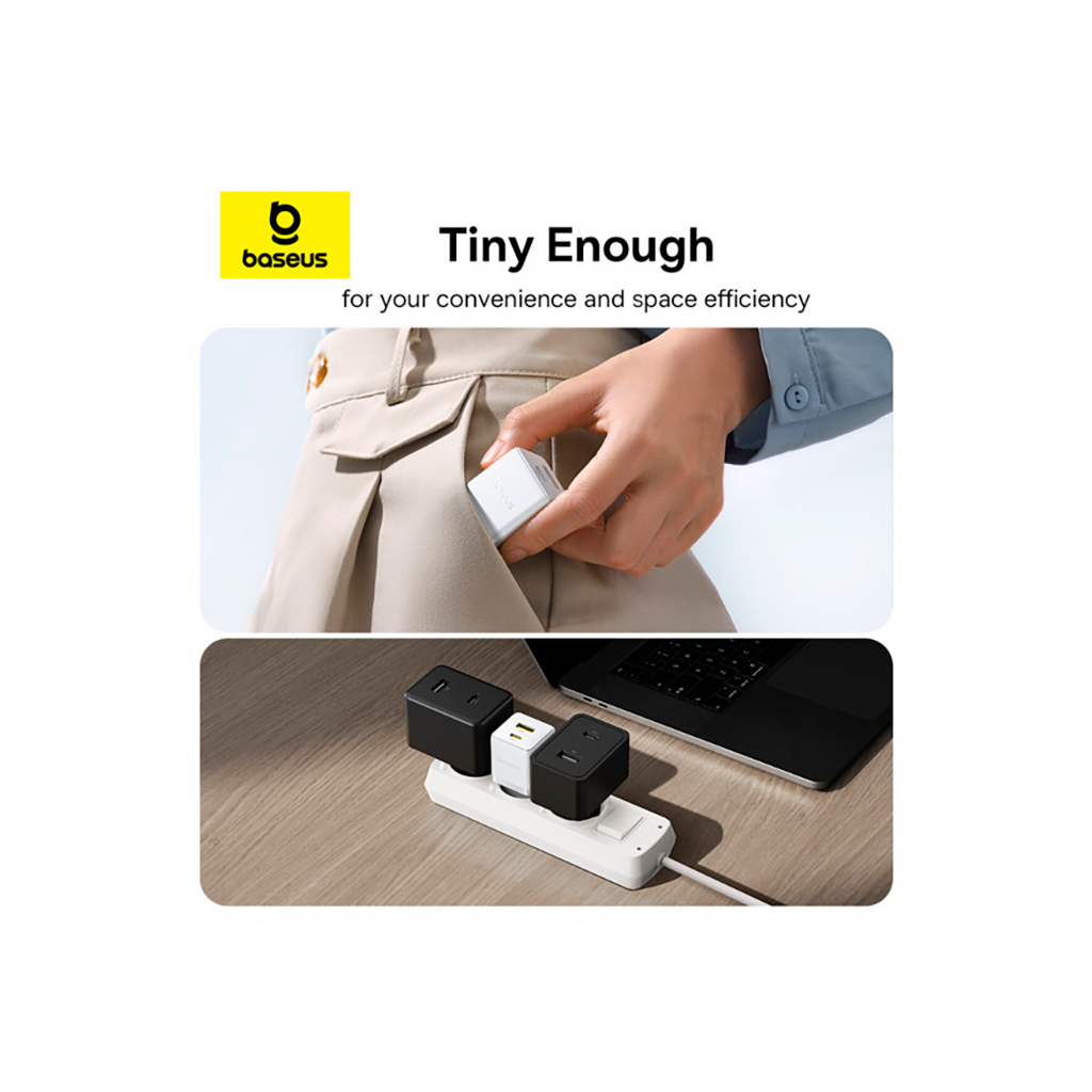 Зарядний пристрій Baseus Palm Fast Charger C+U 20W moon white (P10111608213-00) - зображення 8