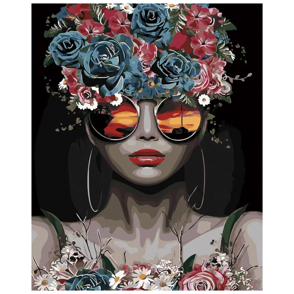 Картина по номерам Strateg Захід сонця в окулярах 40х50 см (SY6169) - зображення 1