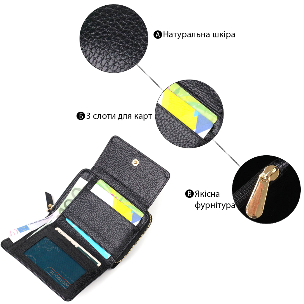 Гаманець Tony Bellucci З натуральної шкіри Чорний (22012) - зображення 4