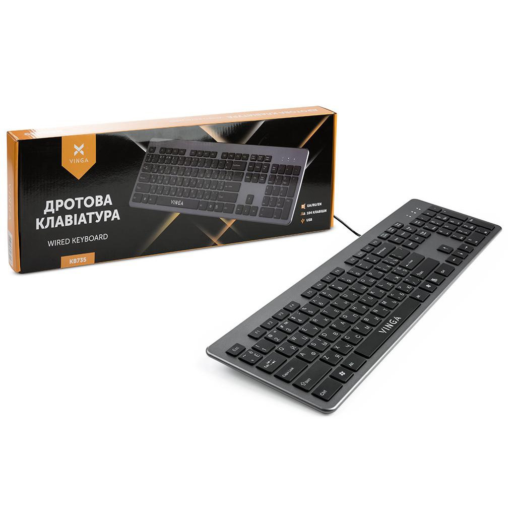 Клавіатура Vinga KB735 black-grey - зображення 11