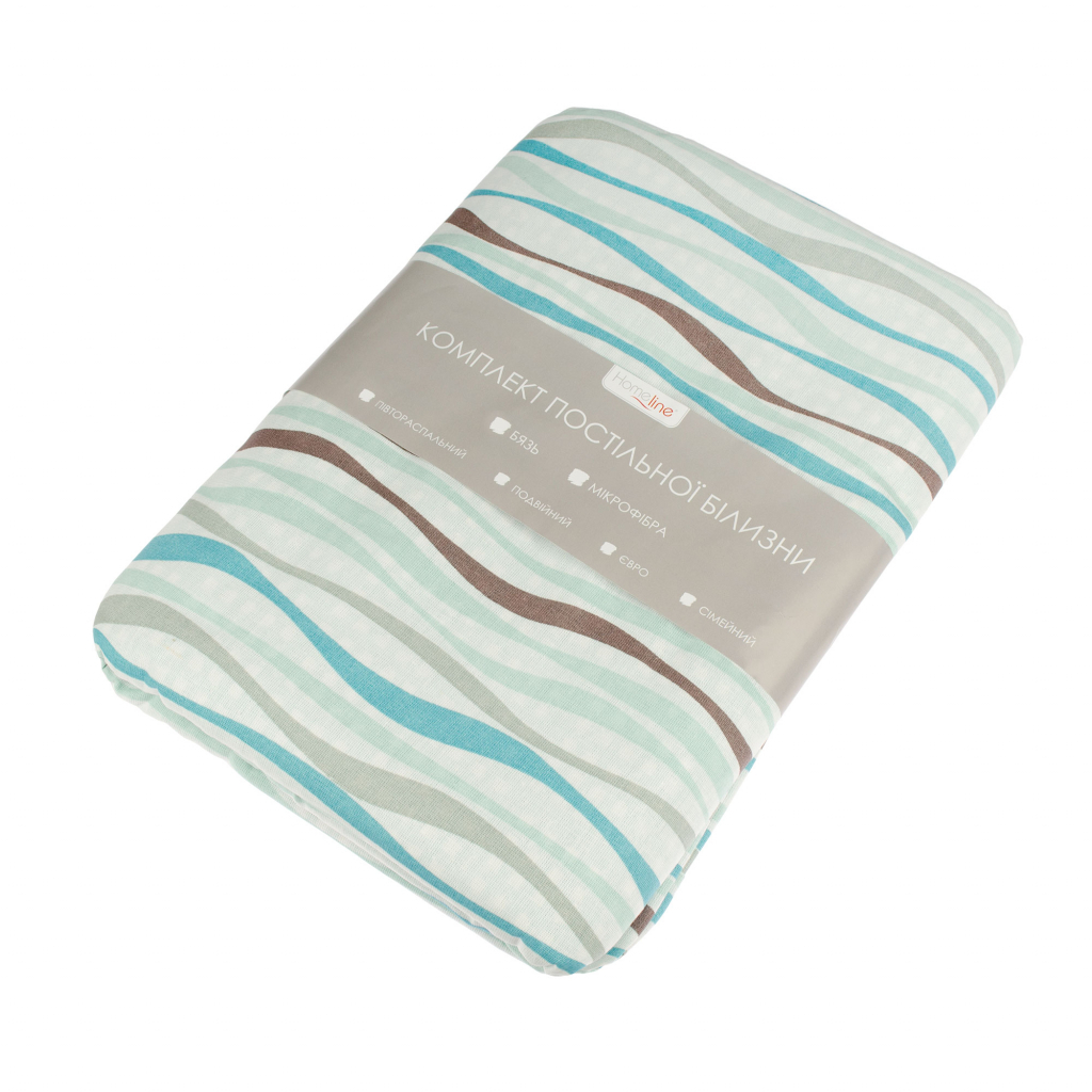 Постільна білизна Home Line Хвилі, клітина бірюза бязь полуторний (163847) - зображення 1