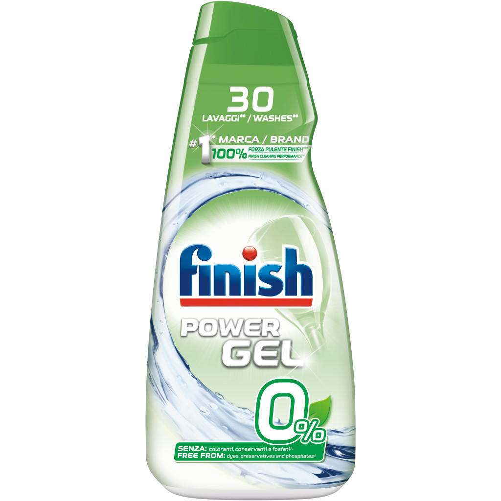 Гель для миття посуду в посудомийці Finish Power All in One Gel 0% 600 мл (8002910052935) - зображення 1