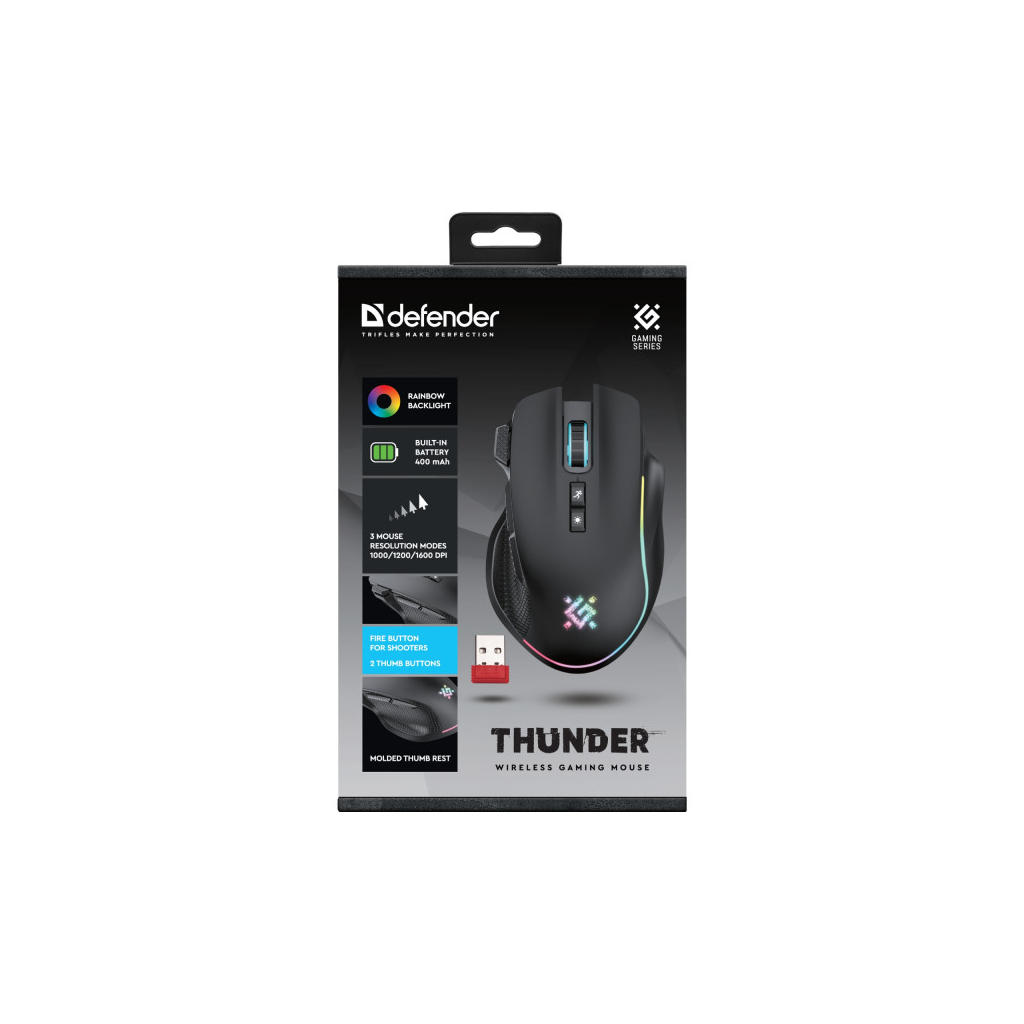 Мишка Defender Thunder GM-213 LED Wireless Black (52213) - зображення 5