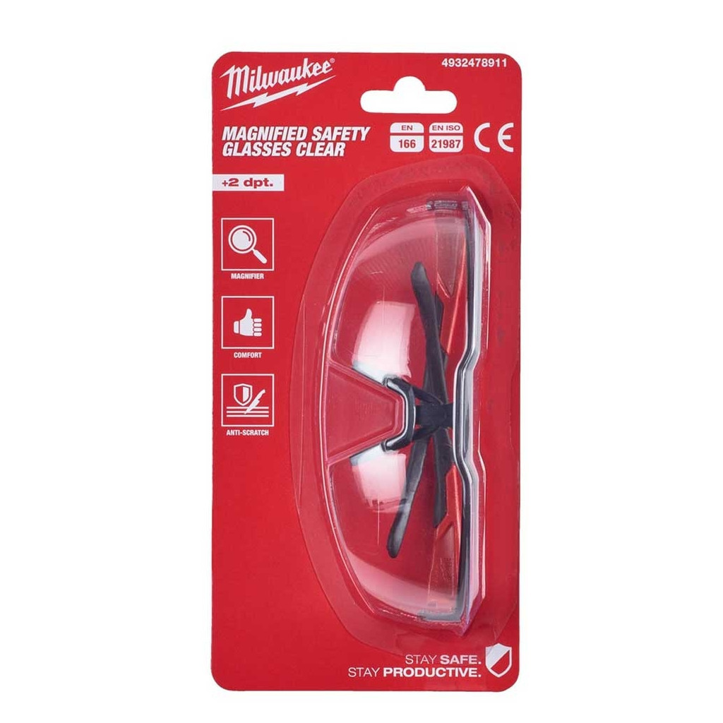 Захисні окуляри Milwaukee із зоною корекції, +2, прозорі (4932478911) - зображення 3