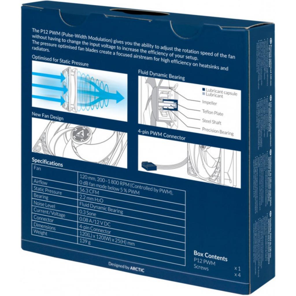 Кулер до корпусу Arctic P12 PWM Black/Transparent (ACFAN00133A) - зображення 5