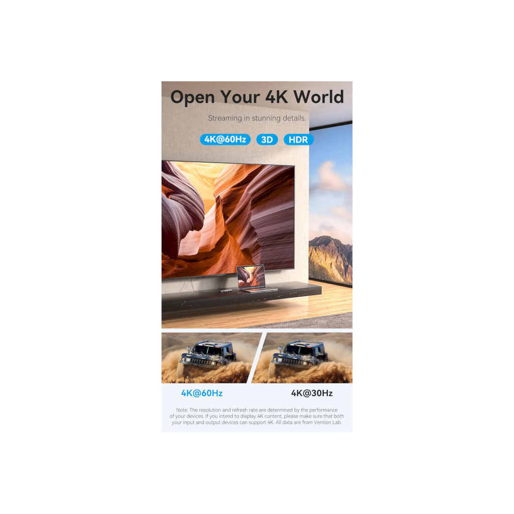 Концентратор Vention USB 3.1 Type-C to HDMI 4K60Hz/USB 3.0x3/PD 100W 5-in-1 (TQDHB) - зображення 4