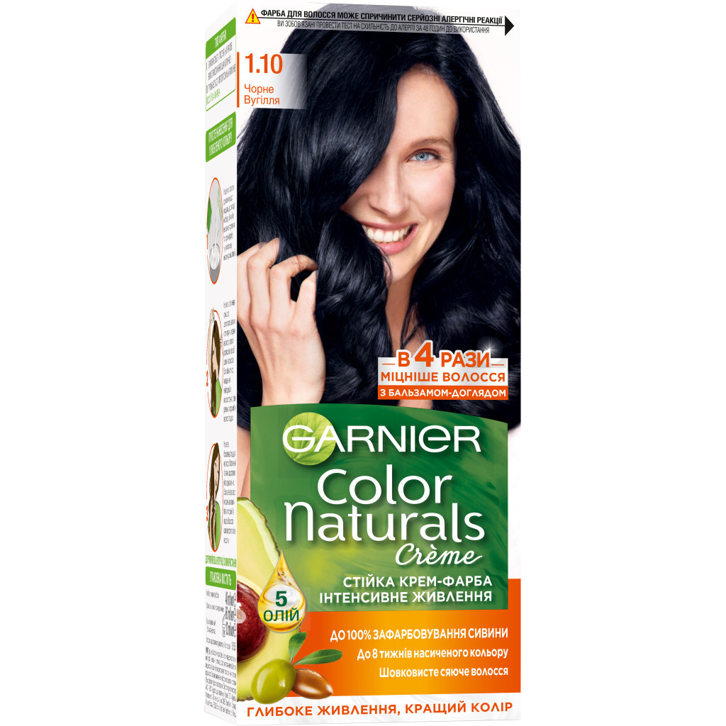 Фарба для волосся Garnier Color Naturals 1.10 - Чорне вугілля 110 мл (3600542425087) - зображення 1